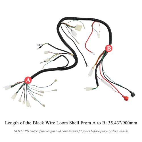 PRO BAT Full Lifan 200cc Wiring Harness 8-Coil Stator AC CDI Tail Light - color: W Spark Plug & B Ignition Coil & S Rectifier