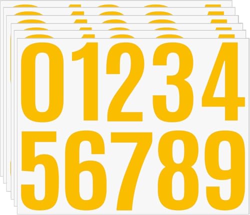 Large Number Stickers 4 Inch Waterproof Vinyl Decals – 6 Sheets Colorful Self Adhesive 0-9 Labels for Mailbox Address, Classroom Decor, Storage Boxes, Party Supplies, DIY Crafts(4 Inch)(yellow) - color: yellow