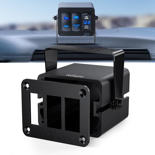 Nilight 3 Gang Rocker Switch Box Detachable Housing 3 Holes Aluminum Panel - color: Black-Switch Box Only, size: 3 Gang