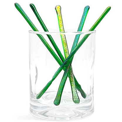 studioTica Handmade Glass Swizzle Sticks: Shamrock Fire, Set of 5 - color: Shamrock Fire