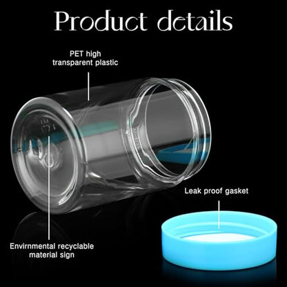 Patelai 4 Pcs Plastic Jars with Lids, Blue, 4 oz, Wide Mouth - color: Blue, size: 4 oz