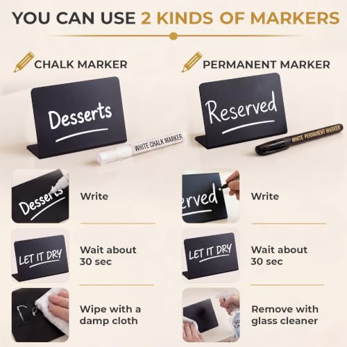 10 Pack Mini Chalkboard Signs 3x4 inch – Erasable Food Signs for Buffet - Catering - Bakeries & Parties - Small Black Chalkboard Labels - Tabletop Displays & Wedding Chalk Board Name Plates - style: L10
