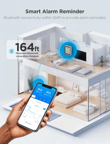 Govee Indoor Hygrometer Thermometer H5075 with Bluetooth App Control - color: Black, size: 1 Pack