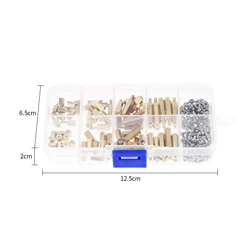 180 Pieces M2.5 Male Female Hex Brass Spacer Standoff Screw Nut Bolt Motherboard Assortment Kit