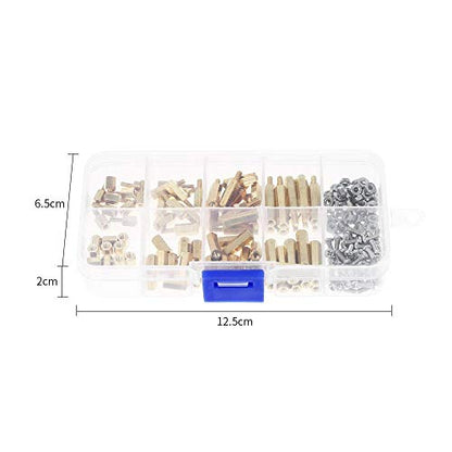 180 Pieces M2.5 Male Female Hex Brass Spacer Standoff Screw Nut Bolt Motherboard Assortment Kit