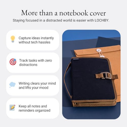 LOCHBY® Field Journal | Planner Cover | Water Resistant Waxed Canvas | Pen Loop | Included Tomoe River Notebook | Perfect for Travel, Art, Bullet Journal - color: Nautical, size: A5 Hook
