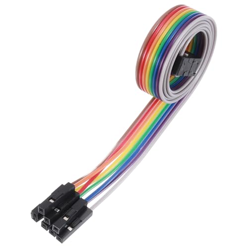 MECCANIXITY 1 Pcs IDC Rainbow Wire Flat Ribbon Cable FC-Female to 8P 19.6 Inch Length 2.54mm Pitch Breadboard Jumper Wires for Electronic Projects - size: 19.6 Inch, style: 8 Pin