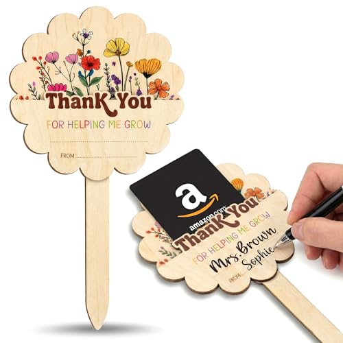 Teacher Appreciation Gift Card Holder - Unique Wooden Thank You Presents - color: Red