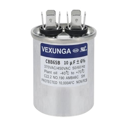 VEXUNGA 10uF 10 MFD 370VAC 440VAC 450VAC 50/60Hz CBB65B Round Run Start Capacitor for AC Unit Fan Motor Start or Pool Pump or Air Condenser Straight Cool - style: [V02] 10uF Round
