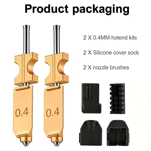 2PK Upgraded 0.4mm Hotend Kit for Flashforge AD5X Quick-Detachable Nozzle Extruder, Rapid Heating, with Extra 2PCS Silicone Cover 2PCS Nozzle Brush - color: Hotend for AD5X 0.4