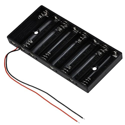 8 AA Battery Case Holder 8 x1.5V, DIY Battery Storage Boxes, AA 8 Bay Battery Holder, 8 Slots in Parallel Black Plastic Batteries Case