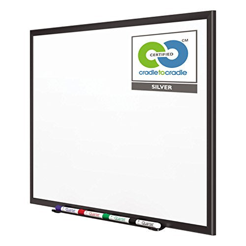 Quartet Magnetic Porcelain Whiteboard, 2' x 3' White Board, Premium, Duramax, Black Aluminum Frame (2543B) - color: Black, size: 36"W x 24"H