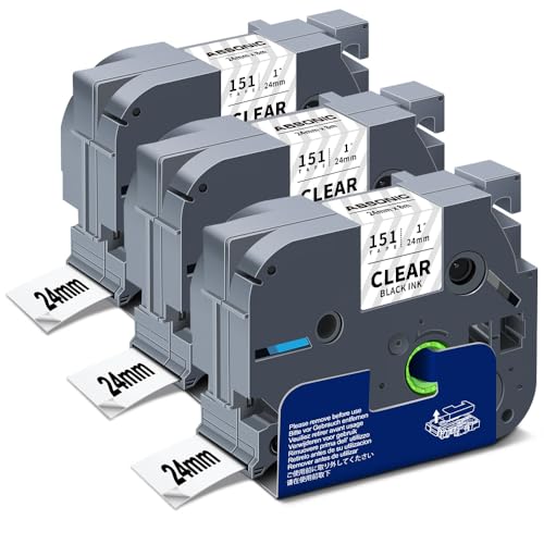 Tz-151 24mm 0.94 Black on Clear Label Tape Compatible for Brother TZe-151 - color: Black on Clear