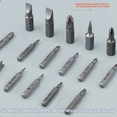 Electronic Precision Screwdriver Set LED Lights 41pcs in 1 Case S2 Alloy Steel HRC 56 Hardness Bits Space-saving Built-in 2000mAh Li-on Battery Easy Install or Remove (9907) - size: 9907