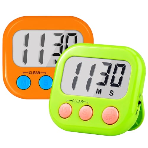 Timer for Kids Digital Kitchen Timers for Cooking- 2 Pack Orange Green - color: Orange Green