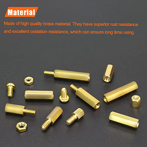 HELIFOUNER 422 Pieces M2 M2.5 M3 Male Female Hex Brass Spacers Standoffs Screws Nuts Assortment Kit, Threaded Pillar for Printed Circuit Board Motherboard - size: M2 M2.5 M3 Brass Standoff Set