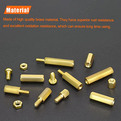 HELIFOUNER 422 Pieces M2 M2.5 M3 Male Female Hex Brass Spacers Standoffs Screws Nuts Assortment Kit, Threaded Pillar for Printed Circuit Board Motherboard - size: M2 M2.5 M3 Brass Standoff Set