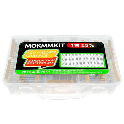 120 Values 1200 Pieces Resistor Kit 1 Ohm-1M Ohm 1W 5% - style: 1W 5% 1200 PCS
