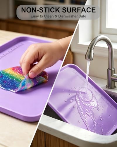 Silicone Art Mat for Crafts with Raised Sides to Stay Tidy, 24" x 16" - color: Puple, size: 24" x 16"