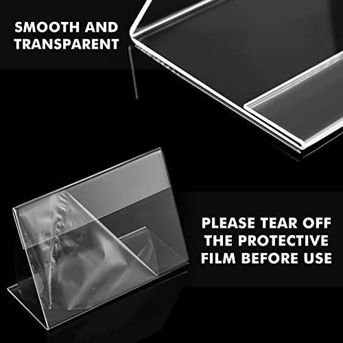 Teling 100 Pcs 3.5x2.5 Mini Acrylic Sign Holder Slant Back Display Stands