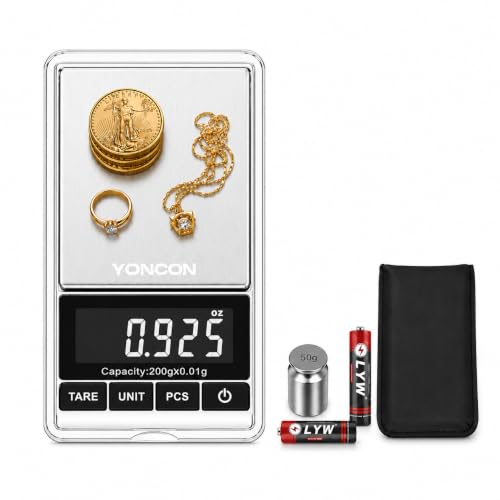 Digital Coin Scale, Gram Scale 0.01g Accuracy for Coin Collectors, Bank Tellers and Home Use, Ideal Scale for Gold and Jewelry, 200g Capacity with Calibration Weight