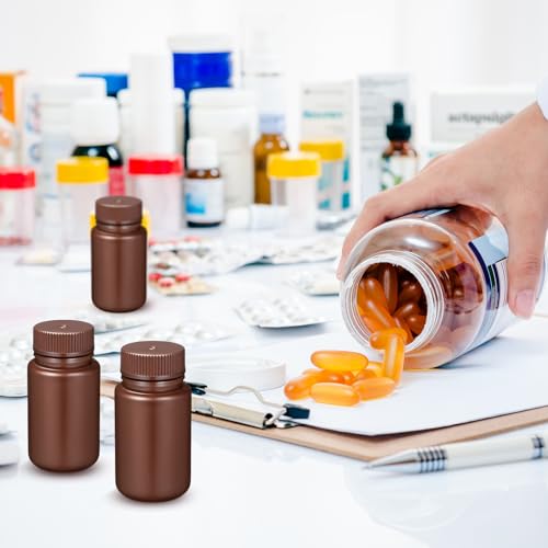 Zhehao 30 Pcs 4 oz Sample Bottle with Lid Wide Mouth HDPE, Brown - color: Brown