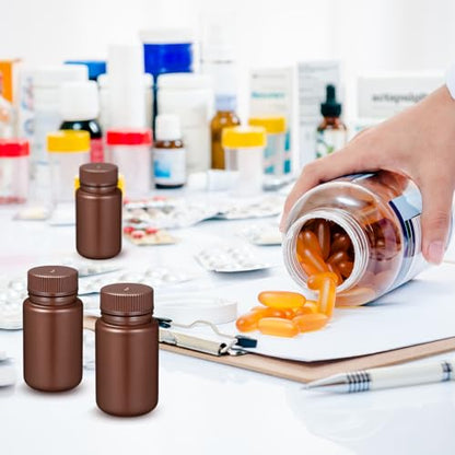 Zhehao 30 Pcs 4 oz Sample Bottle with Lid Wide Mouth HDPE, Brown - color: Brown