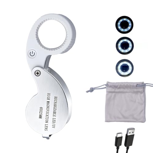 40X Rechargeable Jewelers Loupe with 9 LED White Lights - color: 9 White Leds
