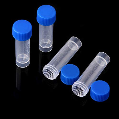 5ml Plastic Test Tubes Screw Caps Small Bottle Vial Storage Vial Storage Container for Lab-50pcs - color: Blue