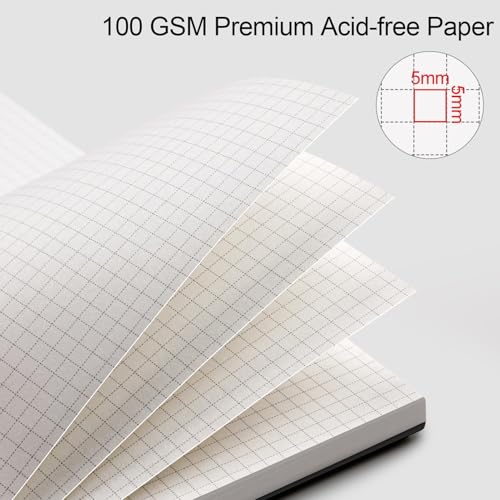 AHGXG Spiral Graph Paper Notebook, 140 Pages, B5 (7.6" x 10") - color: Black, style: B5-Graph