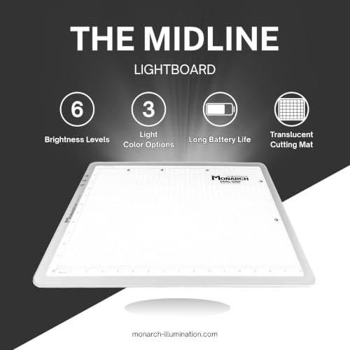 Monarch Illumination Midline Lightboard with Translucent Cutting Mat, Rechargeable, Magnetic, Self-Healing Surface 18x13 Inch