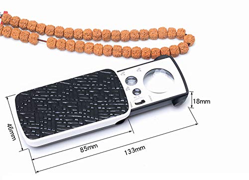 Slide Out Jewelry Loupes Magnifier Portable Pocket 30X 60X 90X Handheld Magnifying with 2 LED 1 Light Professional Protective Glass Loupe for Jewelry Rocks Stamps Coins Antiques Watches