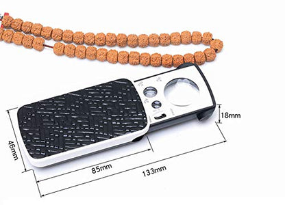 Slide Out Jewelry Loupes Magnifier Portable Pocket 30X 60X 90X Handheld Magnifying with 2 LED 1 Light Professional Protective Glass Loupe for Jewelry Rocks Stamps Coins Antiques Watches