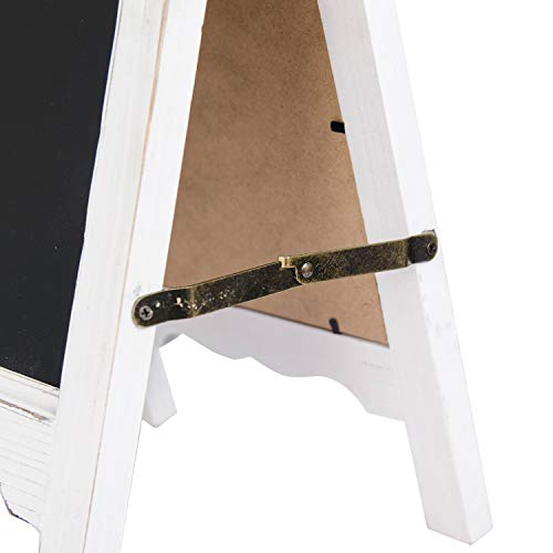 15 inch Mini Tabletop Wooden A-Frame Double-Sided Slate Chalkboard Sign Easel for Business (White) - color: White