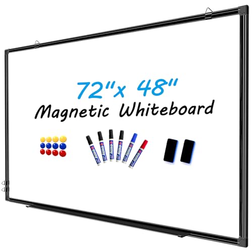H-Qprobd 72"x48" White Board for Wall Large Magnetic Dry Erase Board with Black Aluminum Frame, Presentation Whiteboard Suitable for Home, Office, Classroom & Kitchen - size: 72"W x 48"H