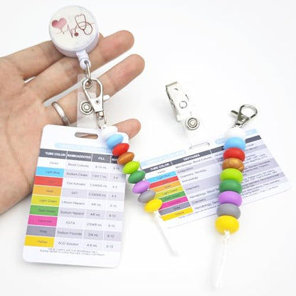 Order of Blood Draw Beads with Reference Card, Phlebotomist Badge Reel Visual Aid Tool Accessories, RN Badge Buddy, Phlebotomy Essentials, Nurse Supplies - color: Mini Abacus Beads With White Card