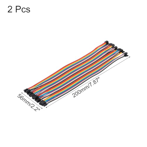 MECCANIXITY 2.0MM(2P) Female to 2.0MM(2P) Female Breadboard Jumper Wire 2.54MM Pitch Ribbon Cable 20cm Long Electronics Breadboard Ribbon Cables for Breadboard Electronic Projects Pack of 2