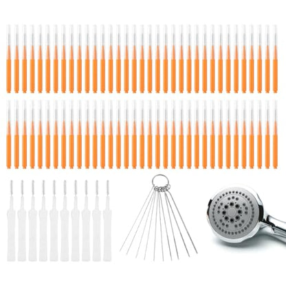 90 Pcs Shower Head Cleaner Tool Set, Small Hole Nozzle Cleaning Brushes & Stainless Steel Cleaning Needles, Multi Size Picks with Caps for Bathroom and Household Gaps