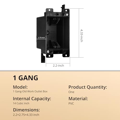 1-Gang Fire Rated Old Work Box, 14 cu.in. PVC, 1-Pack - color: 1-Gang, size: 1