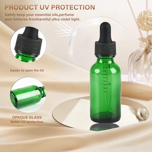 NOOEEISS 6 Pcs, 1oz Dropper Bottle, Green Glass Eye Dropper Bottle,Tincture Bottles with Dropper, Leak-Proof Design, Stronger Suction, for All Kinds of Mixed Liquids - color: Green, size: 1oz-6Pack