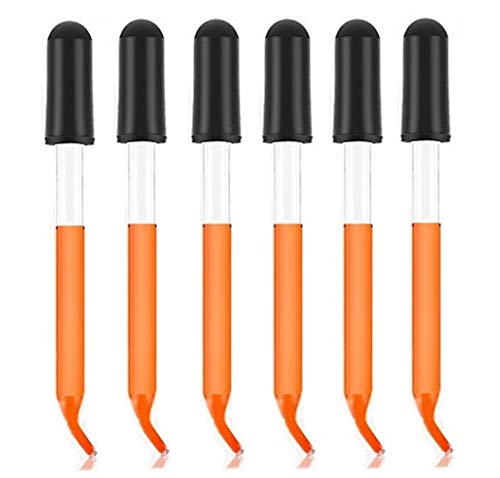 Pack of 6 (1ml), Glass Dropper with Black Suction Bulb, Medicine Eye Droppers 4" Curved Tip for Essential Oils, Science Laboratory Medicine Art Liquid Plant Nutrients