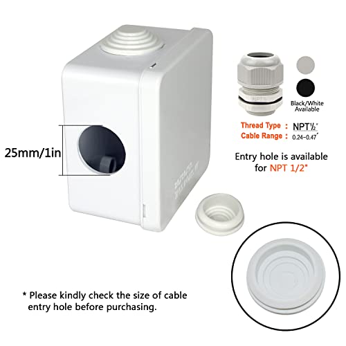 LeMotech Junction Box, ABS Plastic IP55 Water Resistant and Dustproof, Universal Electrical Enclosure, Outdoor and Indoor Project Box, Outer Size 3.1" x 3.1" x 1.9", White (Pack of 2) - size: 3.1" x 3.1" x 1.9" (2pc)