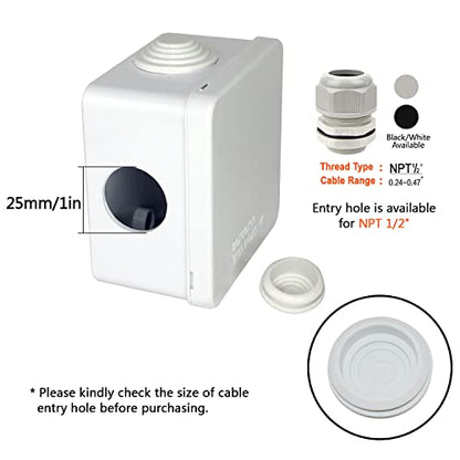 LeMotech Junction Box, ABS Plastic IP55 Water Resistant and Dustproof, Universal Electrical Enclosure, Outdoor and Indoor Project Box, Outer Size 3.1" x 3.1" x 1.9", White (Pack of 2) - size: 3.1" x 3.1" x 1.9" (2pc)