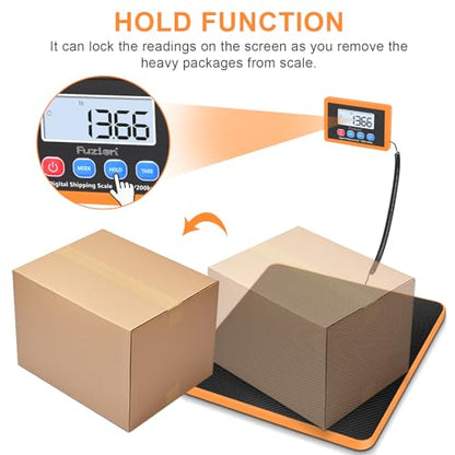 Fuzion Shipping Scale, 440LB x 10g Accurate Digital Postal Scale, Hold/Tare - color: Black&Orange