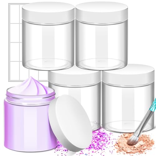 4 Pack 16oz Plastic Jars with Lids, 480ml Round Clear Cosmetic Containers Makeup Jars, Travel Size Container Jar for Makeup Cream Lotion Sample Salve Ointment Travel Storage Beauty Products - color: White, size: 16oz