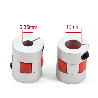 2PCS 6.35mm to 10mm Aluminium Plum Flexible Shaft Coupling Diameter20mm Length25mm 6.35x10mm Motor Connector Flexible Coupler for 3D Printer CNC Machine and Servo Stepped Motor（6.35x10mm） - size: D20 L25, style: 6.35x10mm