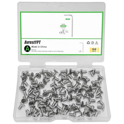 100Pcs M4x8mm Stainless Steel Flat Head Socket Cap Screws, Full Thread Allen Drive Countersunk Bolts, Bright Finish, Ideal for DIY & Home Repair - size: M4x8