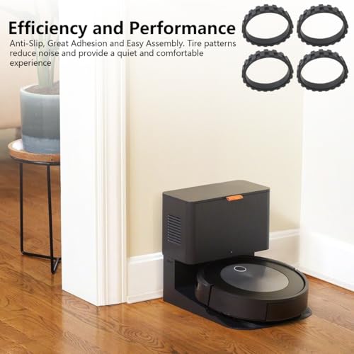 Latest 4-Piece Anti-Slip Rubber Tire Set with Enhanced Grip for i-Robot Roomba 700 and for 800 Series
