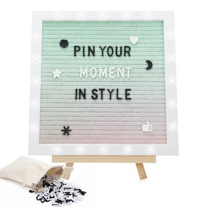 Aulock 10×10" Light up Felt Letter Board with Changeable Letters & Tripod - color: Gradient