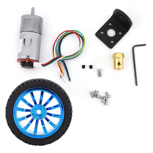 DIY Encoder Gear Motor with Mounting Bracket 65mm Wheel Kit, JGA25-371 Metal Gears DC12V for Smart Car Robot Printer Machinery Equipment (Speed 500) - size: Speed 500
